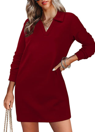 Lapel Long Sleeve Dress