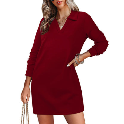 Lapel Long Sleeve Dress