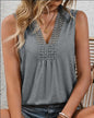 Stunning Lace V Neck Tank Top Elegant Sleeveless Pleated Design Flowy Silhouette Breathable Fabric