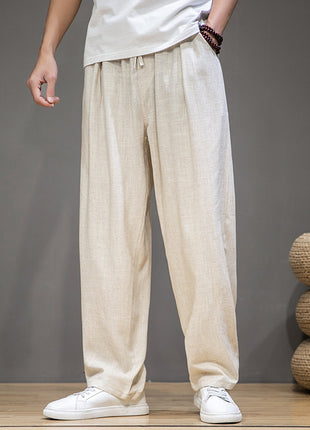 Loose Straight Wide Leg Linen Casual Trousers