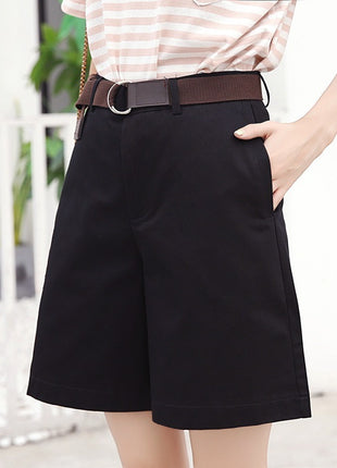 Cotton Straight High Waist Slimming Loose Casual Short
