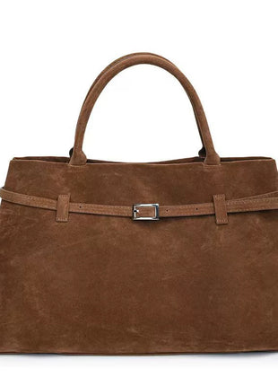 Solid Faux Suede Large Capacity Tote Bags
