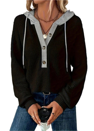 Long Sleeve Hooded Loose-fitting Sweater