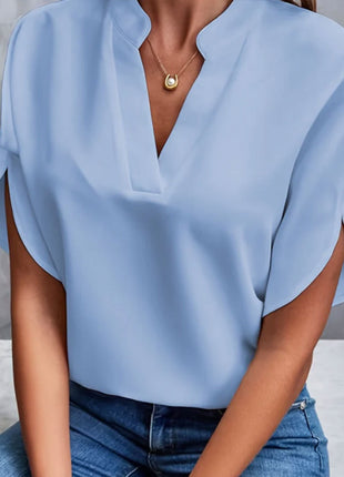 Summer V-neck Short-sleeved Chiffon Shirt