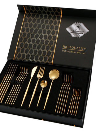 Stainless Steel Tableware 24-piece Set with Gift Box