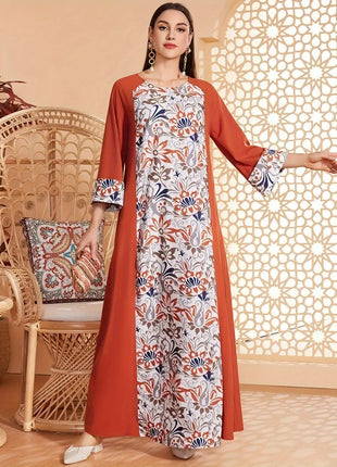 Elegant Floral Long-Sleeved Dress