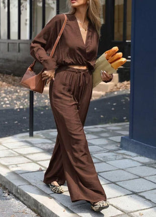 Fashion Wear Long Sleeve V-neck Top Suit