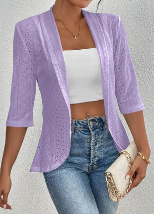 Women's Casual Half Sleeve Solid Color Thin Shawl Coat