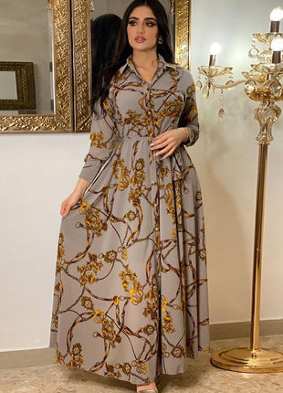 Vintage Print Lace-Up Dress