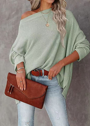 Casual Off-the-shoulder Batwing Long Sleeve Pullover Sweater