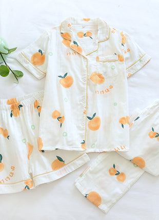 3 Pieces Sweet Gauze Cotton Pyjama Set