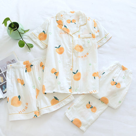 3 Pieces Sweet Gauze Cotton Pyjama Set