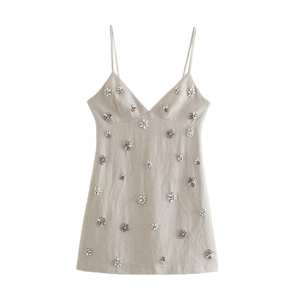 Feng Rhinestone-embellished V-neck Strap Top