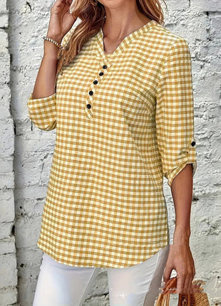 Elegant Retro Plaid Striped Long Sleeve Shirt