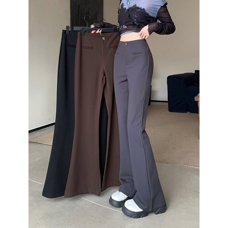 High Waist Slim Fit & Straight Casual Pants