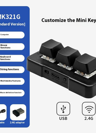 Mini PC Gaming Macro Programmable Keyboard – 3 Key USB/Wireless