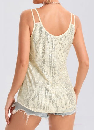 Sequins V-neck Strap Vest