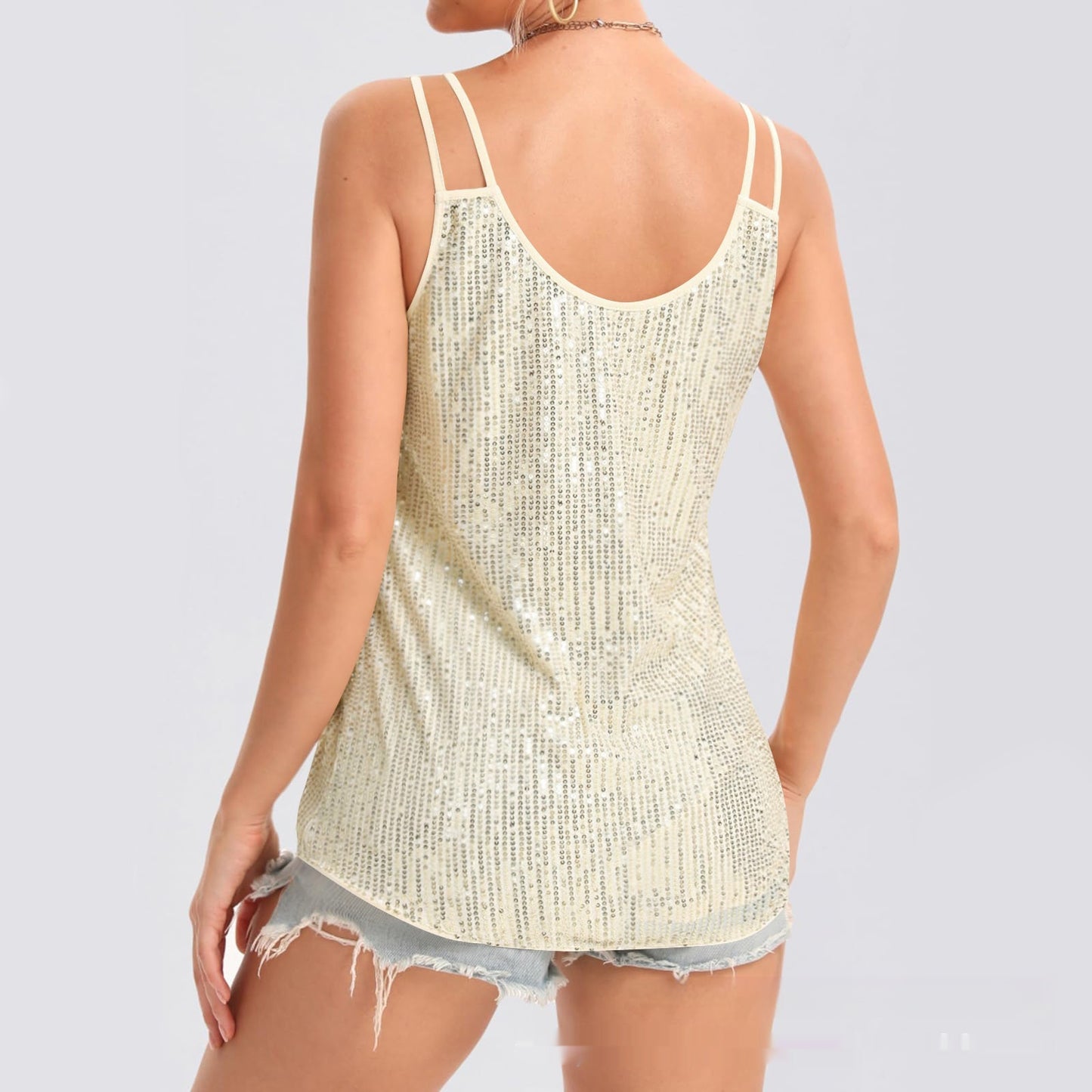 Sequins V-neck Strap Vest