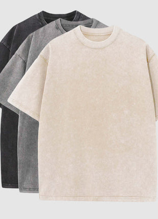 Cotton Heavy Distressed Drop Shoulder Shirt - 3 Pcs
